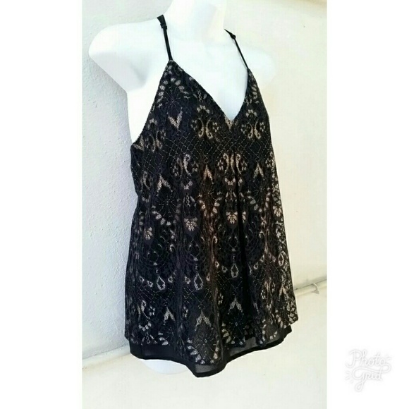 LUCKY BRAND Glam Cut Out Lace Tank Top S/M - Picture 2 of 5